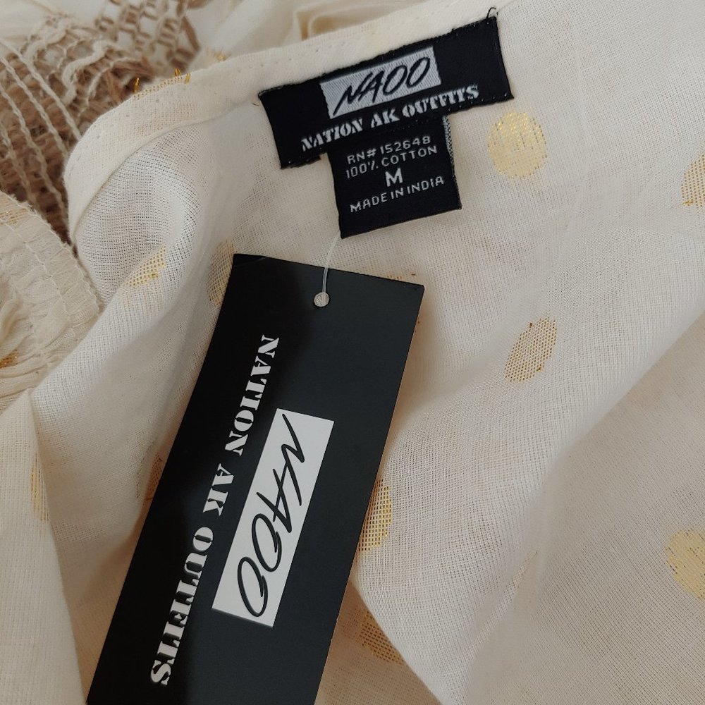 NAOO - Cream color tunic with golden accents. - Picture 8 of 10